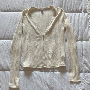 Old Navy Cream Ribbed Knit Sweater